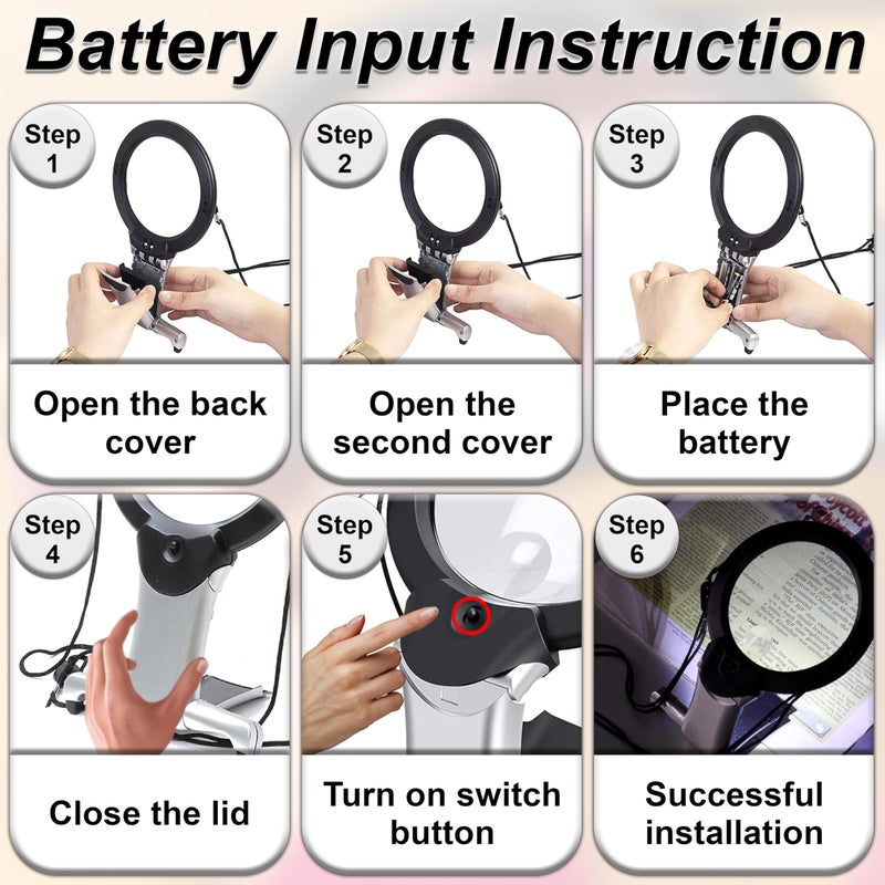 ARSUK 2X Hands Free Chest Rest LED Magnifier for Reading with 6X Spot Magnifying Glasses with Light for Sewing, Hobbies, Crafters, and DIY Projects â€“ Adjustable Stand and Neck Cord for Seniors - Image 3